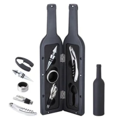 Set cadou in forma de STICLA cu  5 accesorii pentru vin cu 6 piese 32 cm HS