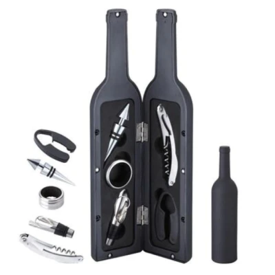 Set cadou in forma de STICLA cu  5 accesorii pentru vin cu 6 piese 32 cm HS