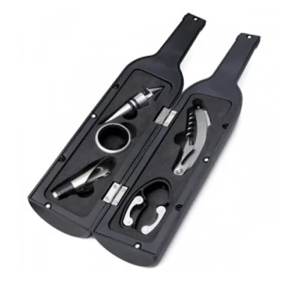 Set cadou in forma de STICLA cu  5 accesorii pentru vin cu 6 piese 32 cm HS