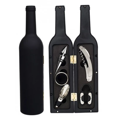Set cadou in forma de STICLA cu  5 accesorii pentru vin cu 6 piese 32 cm HS