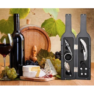 Set cadou in forma de STICLA cu  5 accesorii pentru vin cu 6 piese 32 cm HS