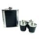 Set Cadou Plosca cu 4 Pahare si palnie model piele sarpe NEGRU