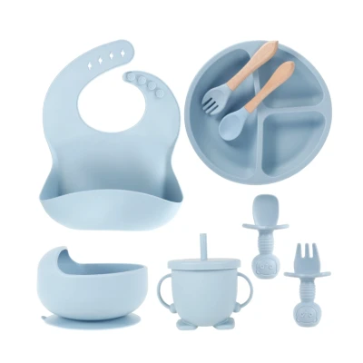 Set complet din silicon pentru diversificare bebelusi si copii COLORAT