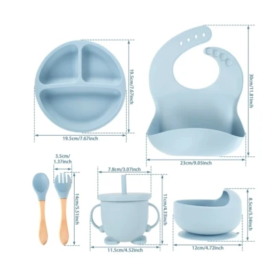 Set complet din silicon pentru diversificare bebelusi si copii COLORAT