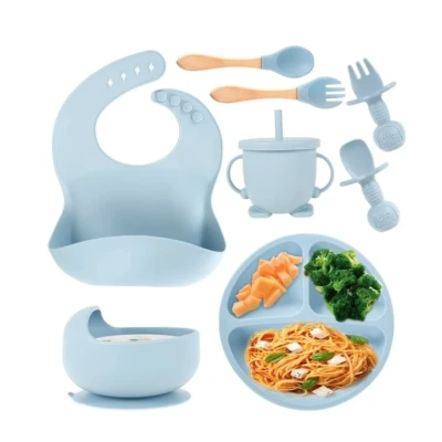 Set complet din silicon pentru diversificare bebelusi si copii COLORAT
