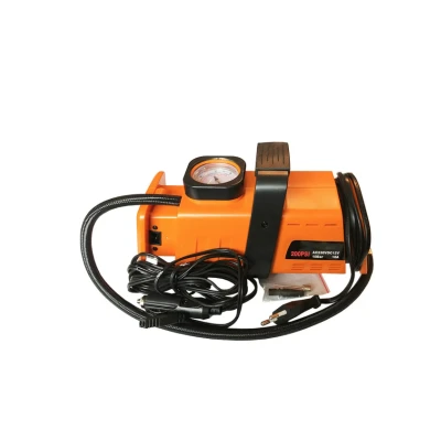 Set compresor ORANGE si 3 adaptoare pentru umflat mingi si saltele