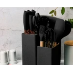 UB Set de 19 piese NEGRE ustensile de bucatarie cu tocator si suport depozitare inclus NEGRE