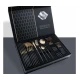 Set de 24 tacamuri elegante si rafinate cu un finisaj luxos NEGRU cu AURIU