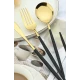 Set de 24 tacamuri elegante si rafinate cu un finisaj luxos NEGRU cu AURIU
