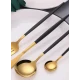 Set de 24 tacamuri elegante si rafinate cu un finisaj luxos NEGRU cu AURIU