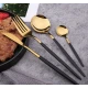 Set de 24 tacamuri elegante si rafinate cu un finisaj luxos NEGRU cu AURIU