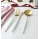 Set de 4 piese tacamuri in stil portughez- culoare alb mat si auriu