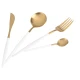 Set de 4 piese tacamuri in stil portughez- culoare alb mat si auriu