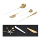 Set de 4 piese tacamuri in stil portughez- culoare alb mat si auriu