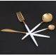 Set de 4 piese tacamuri in stil portughez- culoare alb mat si auriu