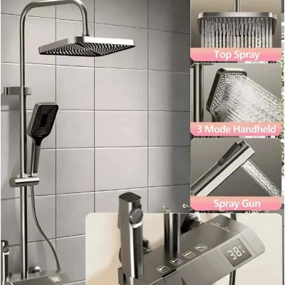 Set de dus multifunctional tip ploaie cu afisare digitala si cu termostat