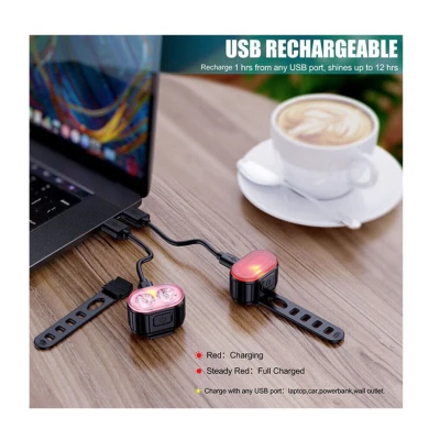 Set de lumini bicicleta prindere de ghidon lumina fata alba si spate rosie 078 Negru