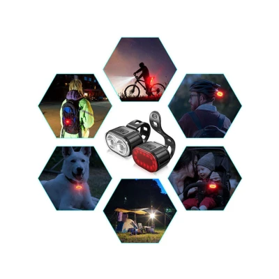Set de lumini bicicleta prindere de ghidon lumina fata alba si spate rosie 078 Negru