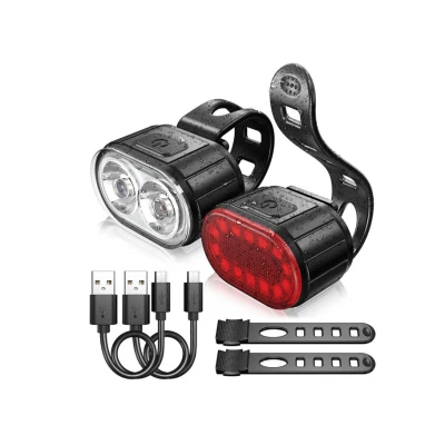 Set de lumini bicicleta prindere de ghidon lumina fata alba si spate rosie 078 Negru
