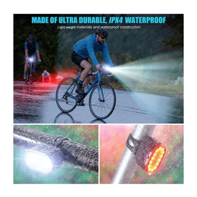 Set de lumini bicicleta prindere de ghidon lumina fata alba si spate rosie 078 Negru