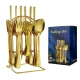 Set de tacamuri din otel inoxidabil cu suport agatat aurii 24 piese