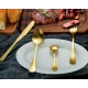 Set de tacamuri din otel inoxidabil cu suport agatat aurii 24 piese