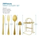 Set de tacamuri din otel inoxidabil cu suport agatat aurii 24 piese