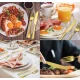 Set de tacamuri din otel inoxidabil cu suport agatat aurii 24 piese