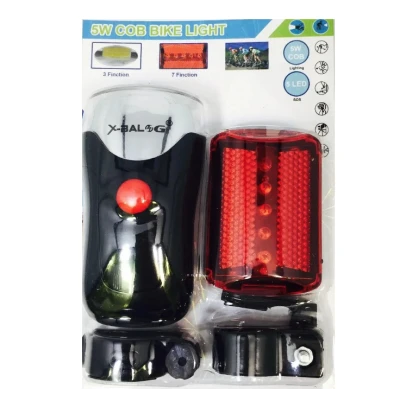 Set far si stop bicicleta BL 308 far 5W LED COB stop 5 LED rezistenta la intemperii