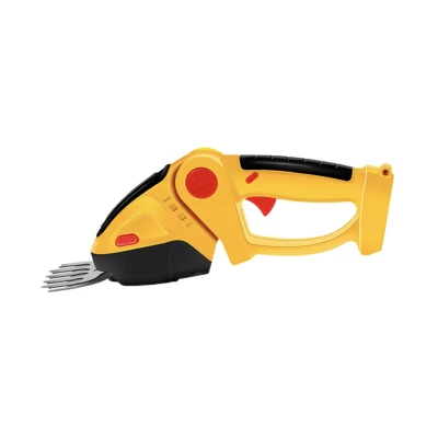 Set foarfeca electrica gradinarit taiere si finisare unghi reglabil 24V lama 30cm galben