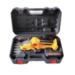 Set foarfeca electrica gradinarit taiere si finisare unghi reglabil 24V lama 30cm galben