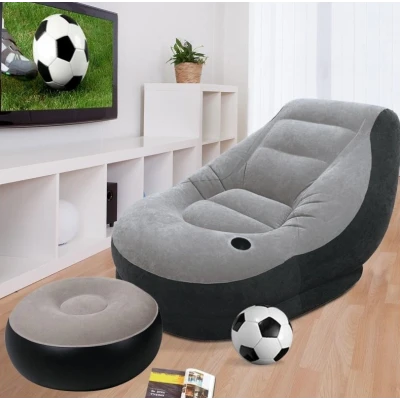 Set fotoliu gonflabil cu taburet suport picioare pentru exterior si interior