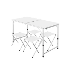 Set Masa plianta pentru camping gradina cu 4 scaune alb