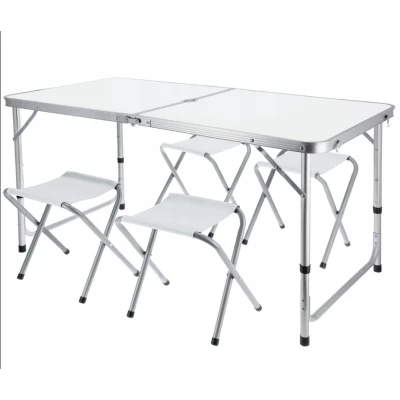 Set Masa plianta pentru camping gradina cu 4 scaune alb