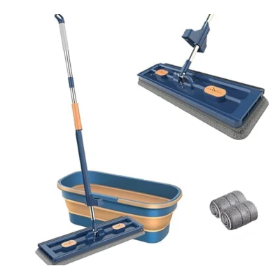 Set Mop cap rotativ si galeata pliabila Albastru / Galben