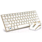 Set Tastatura si Mouse wireless design compact si elegant culoare Gold Andowl  Q K3940