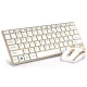 Set Tastatura si Mouse wireless design compact si elegant culoare Gold Andowl  Q K3940