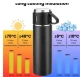 Set termos din inox cu 3 cesti 500ml sticla termoizolanta pentru bauturi fierbinti si reci NEGRU