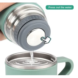 Set termos din inox cu 3 cesti 500ml sticla termoizolanta pentru bauturi fierbinti si reci VERDE