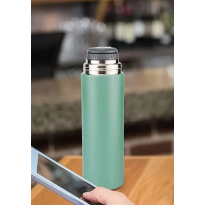UB Set termos din inox cu 3 cesti 500ml sticla termoizolanta pentru bauturi fierbinti si reci VERDE