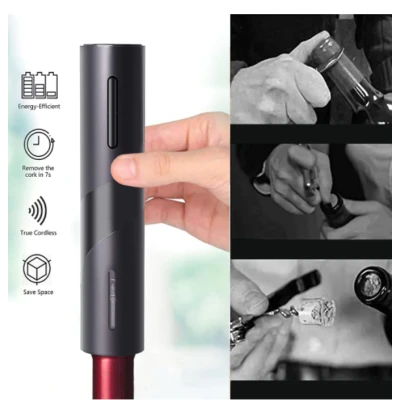 Set tirbuson electric si accesoriu taiere sigiliu NEGRU