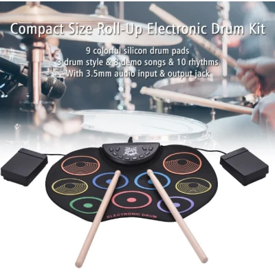 Set Tobe electronice digitale din Silicon cu pedale de picior 9 USB 9 Paduri de tobe colorate