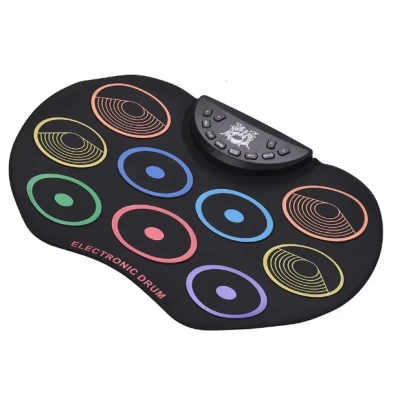 Set Tobe electronice digitale din Silicon cu pedale de picior 9 USB 9 Paduri de tobe colorate