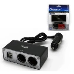 Splitter auto pentru priza 12v cu 2 prize si 2 usb Olesson 1647