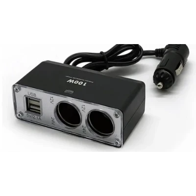 Splitter auto pentru priza 12v cu 2 prize si 2 usb Olesson 1647