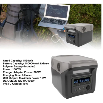 Statie electrica portabila GD 8051 statie electrica portabila de 600W generator solar de camping 512Wh iesire cu unde sinusoidale pure pentru camping rezerva de urgenta