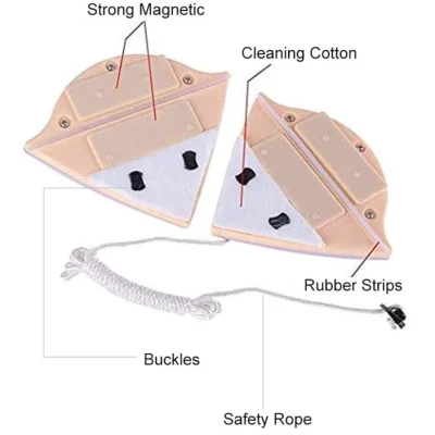Stergator magnetic geamuri ABS / Bumbac 16 x 13.5 cm Galben / Alb