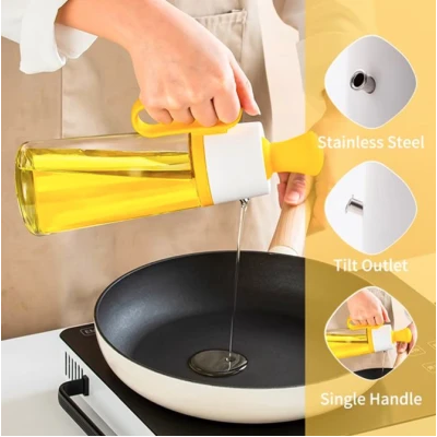 Sticla cu picurator pentru ulei otet si sosuri 550 ml alb-galben