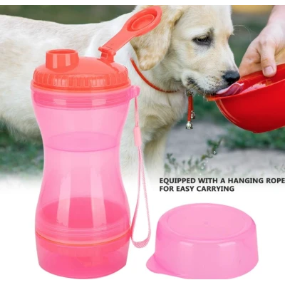 Sticla portabila de apa pentru animale de companie 2 in 1