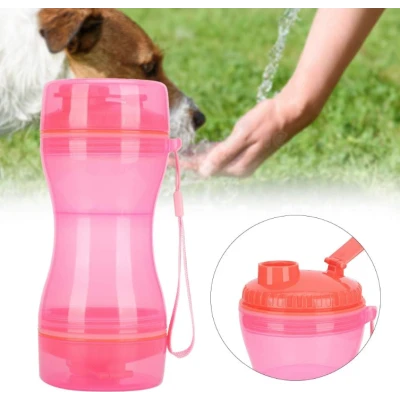 Sticla portabila de apa pentru animale de companie 2 in 1